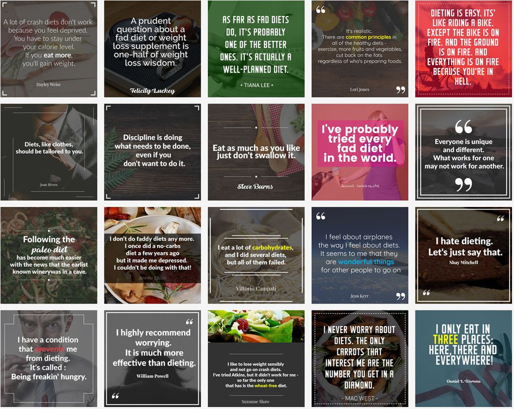 100 Healthy Dieting Social Posters
